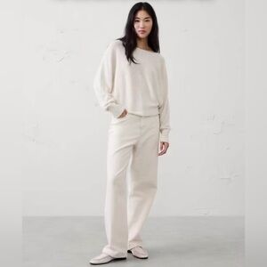 Banana Republic Sequin-Embellished Cream Knit Sweater